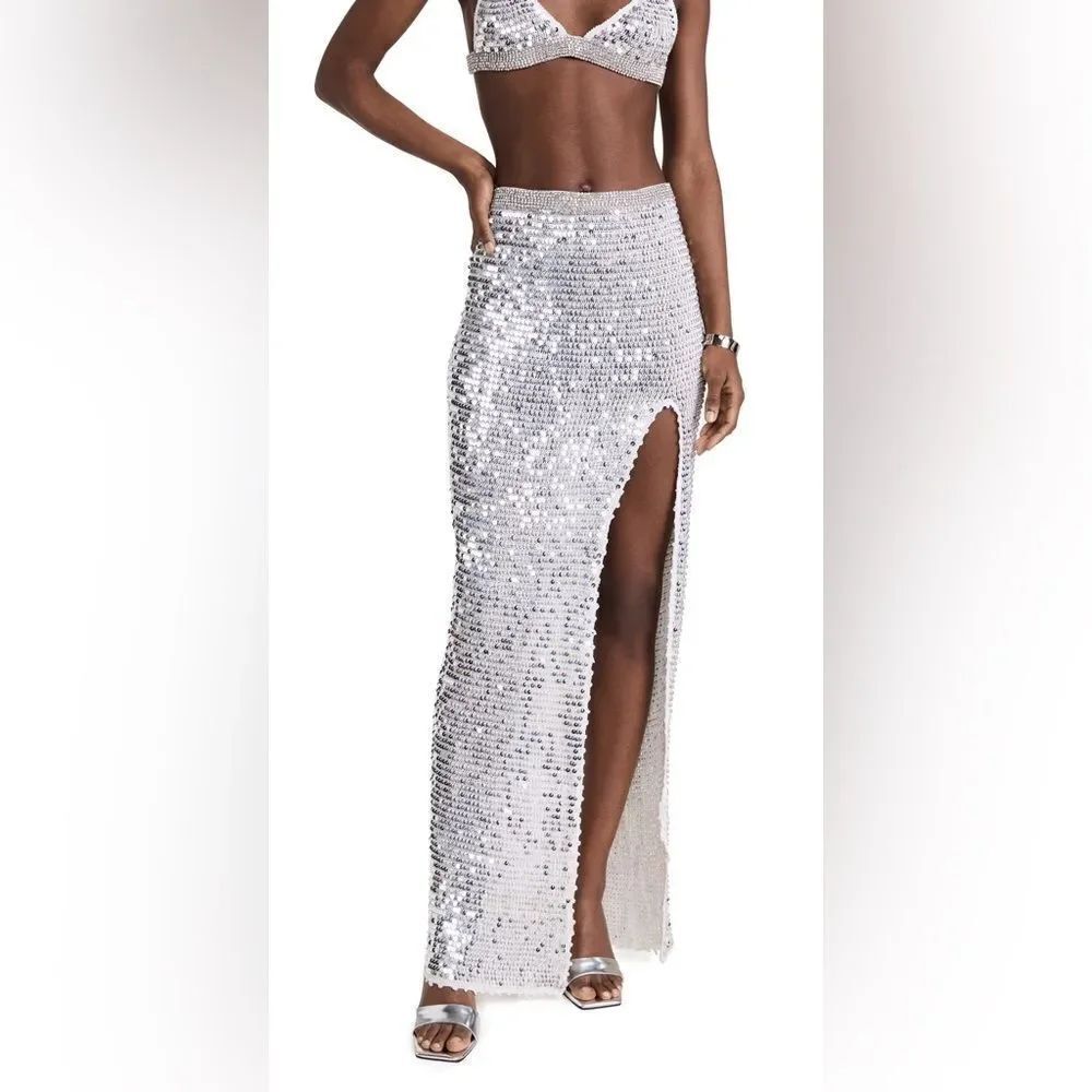 RETROFETE flavia skirt in white/silver NWT size small